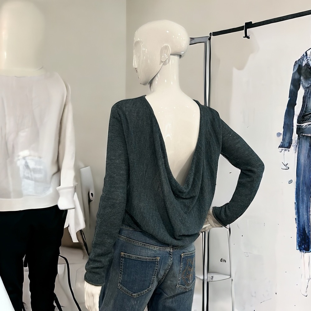 Draped Back Alpaca Blend Knit Sweater